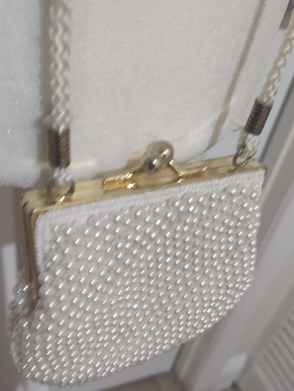 Pearl Beaded Evening Bag - White